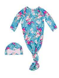 Softsnooze™ Fancy Me Floral Ruffle Knotted Sleep Gown & Bow Hat Set