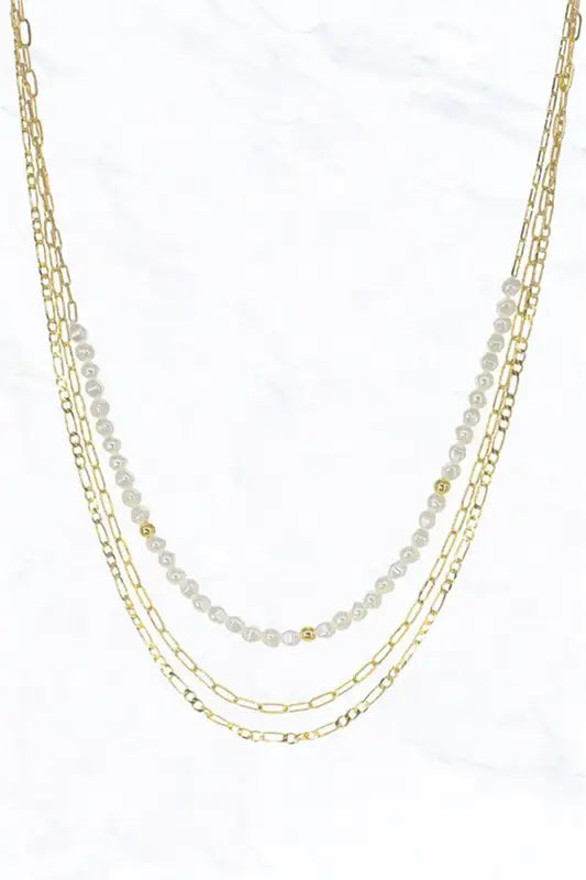 Dainty Triple Layer Pearl Necklace