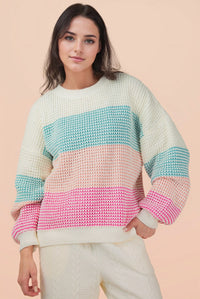 Winter Skies Color Block Knit Sweater