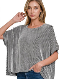 Classic Fav Oversized Ribbed Top in Black
