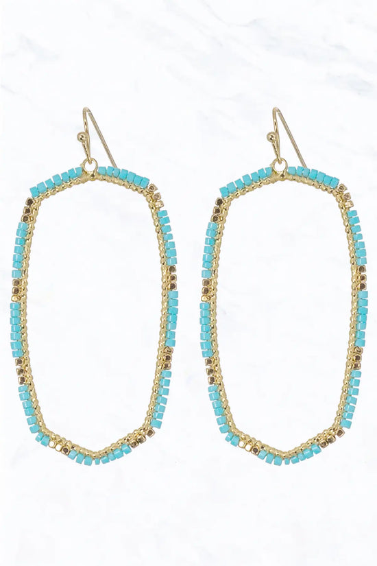 Hexagon Shape Wire with Seed Bead Earrings