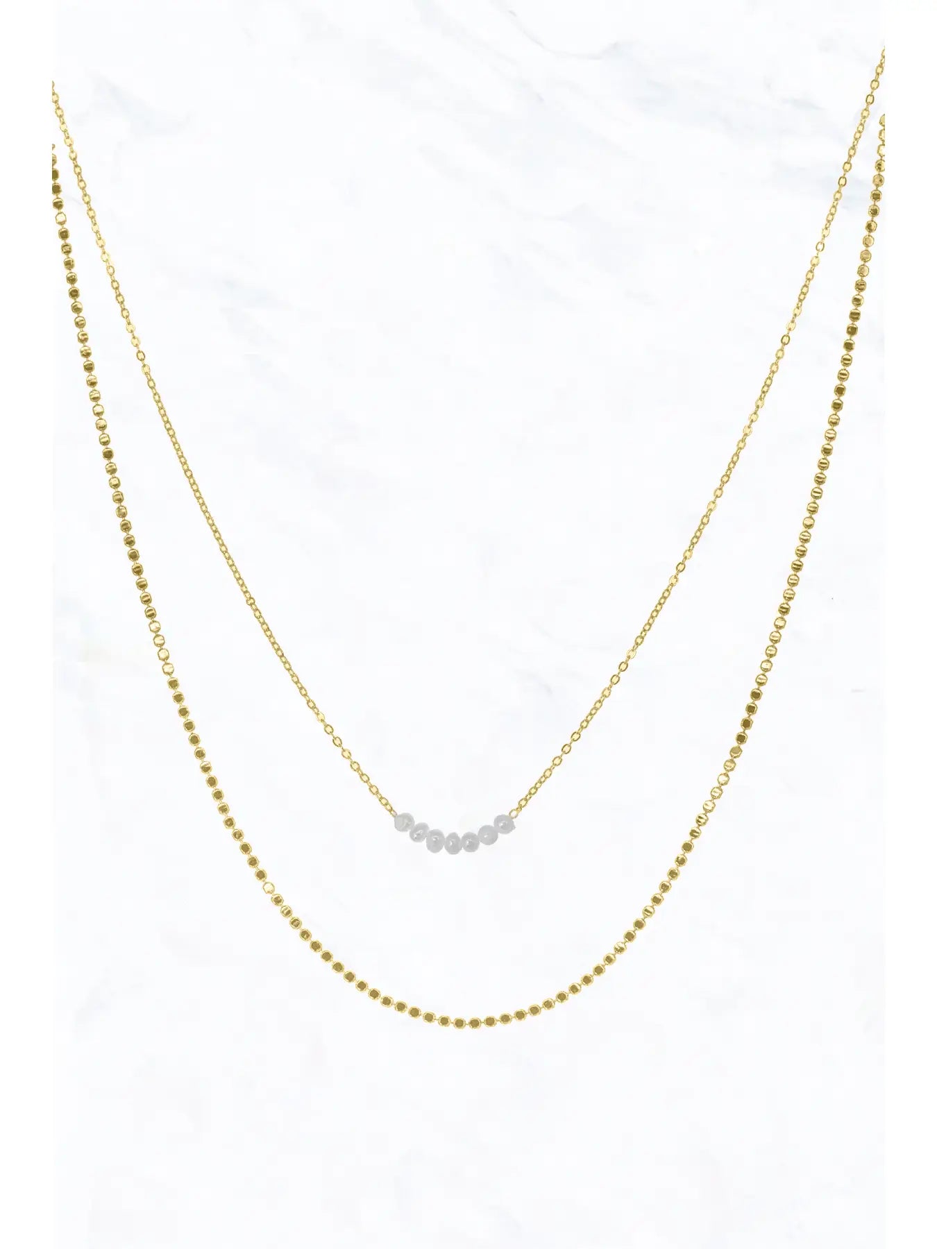 Dainty Pearl Strand Layer Necklace