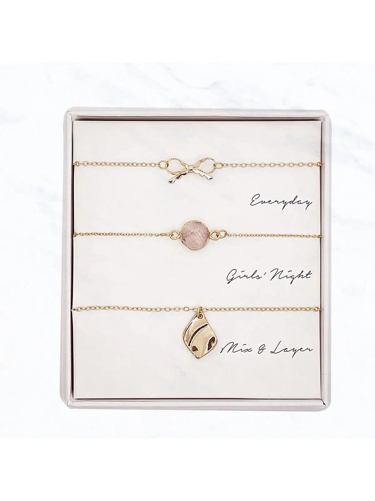 Quarts & Bow Necklace Gift Set