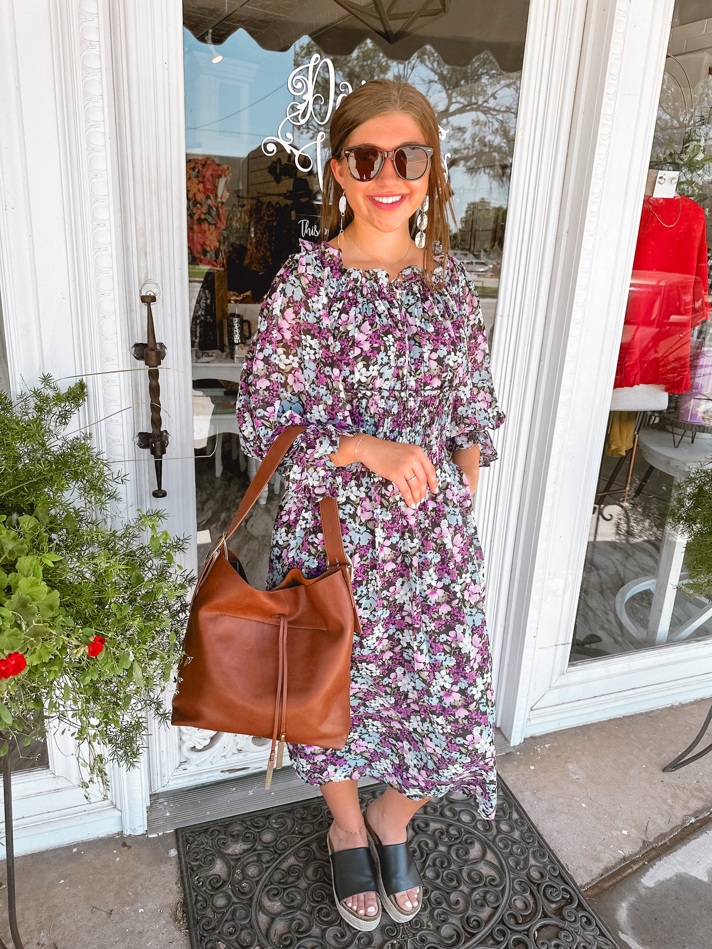 Load image into Gallery viewer, On Style Floral Smocked Midi Dress
