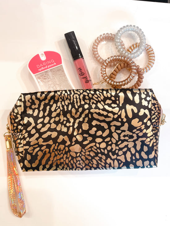 Metallic Leopard Cosmetic Bag