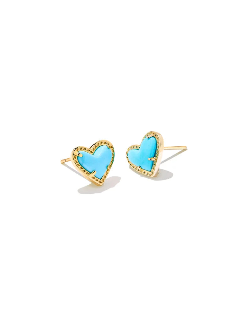 Ari Heart Dichroic Stud Earrings in Silver Turquoise Magnesite