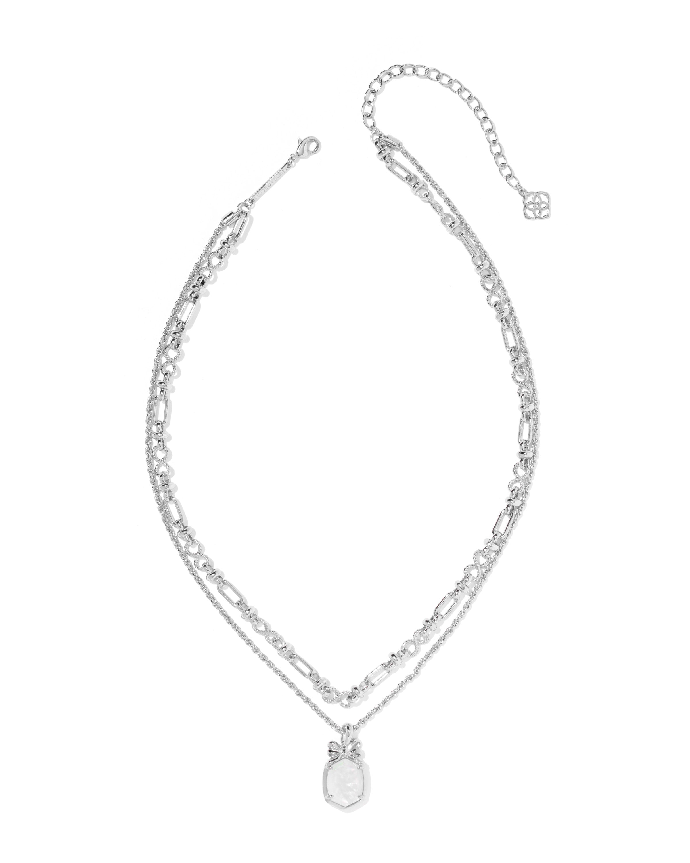 Daphne Bow Multi Strand Necklace in Iridescent Crystal Ivory