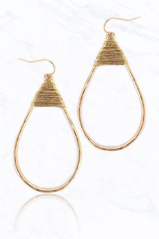 Teardrop Wire Wrap Drop Earring