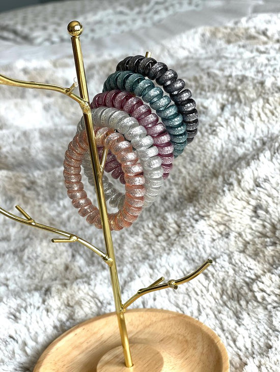 Hair Tie Coil 5 Piece Set | Glitter Mix