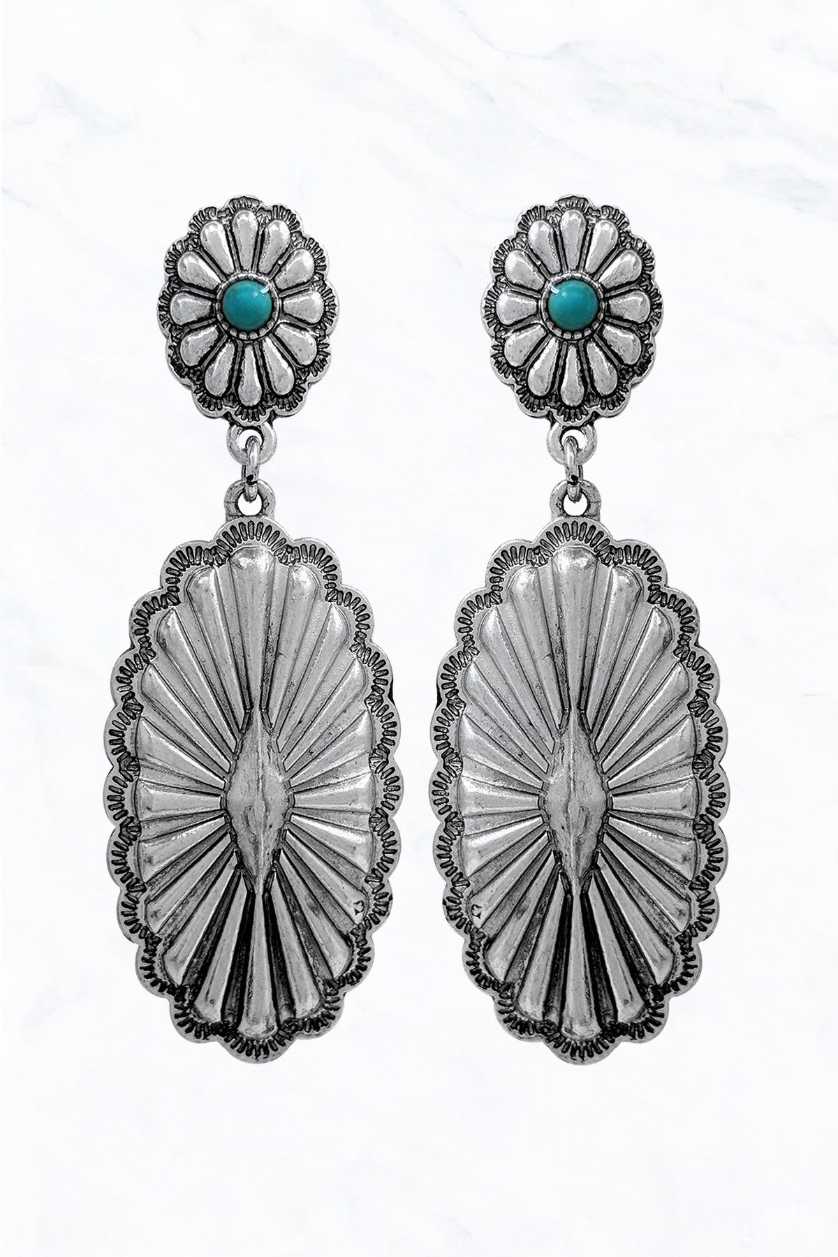 Turquoise Double Concho Drop Earring