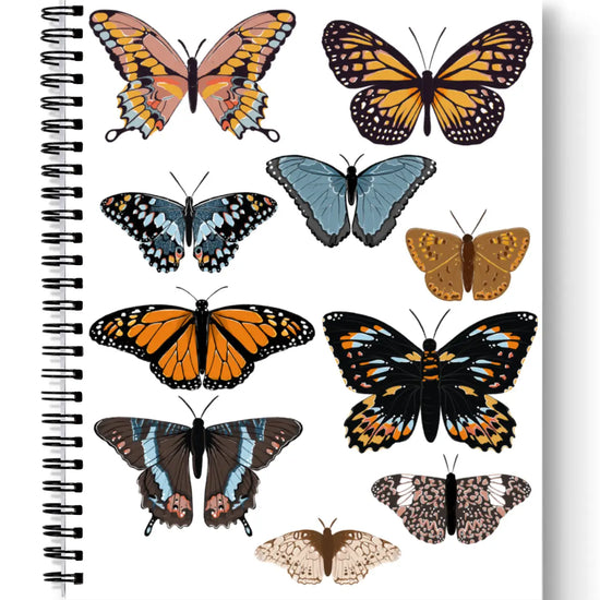 White Butterfly Lined Spiral Notebook