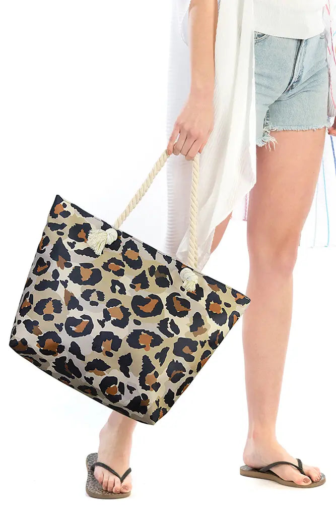 Sunny Day Leopard Beach Bag