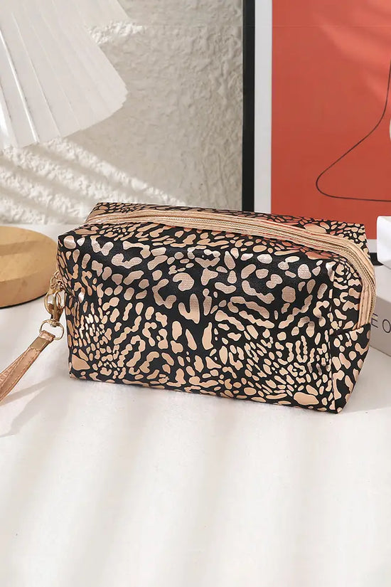 Load image into Gallery viewer, Metallic Leopard Cosmetic Bag
