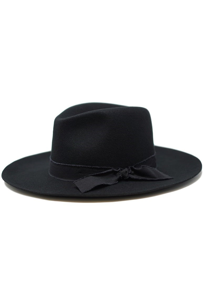Kaia Wool Wide Panama Hat | Black