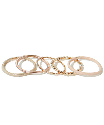 Bead & Leather 5 Piece Bracelet Set | Multiple Colors