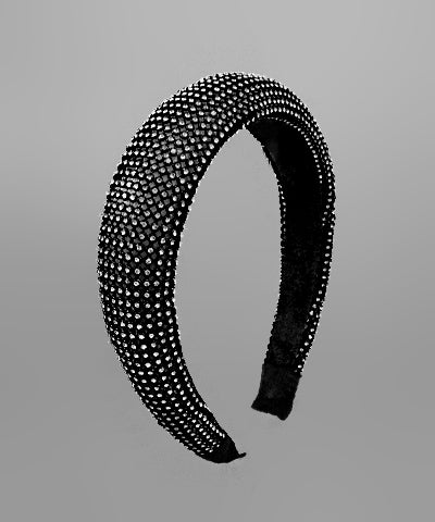 Black Leather Pave Headband
