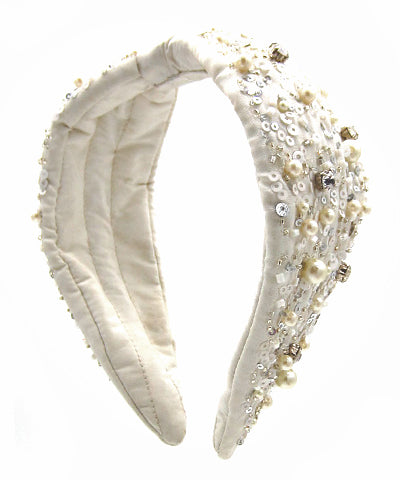 Load image into Gallery viewer, Ivory Pearl + Sequin Knot Headband
