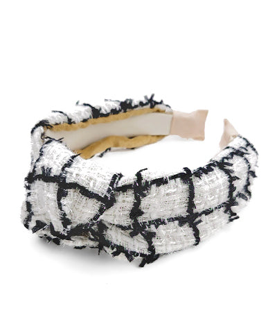 Black & White Tweed Knotted Headband