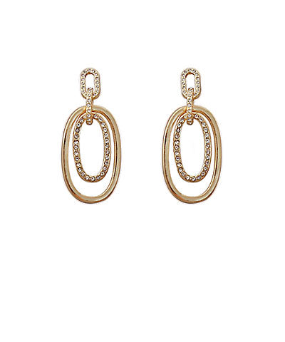 Double Oval Dangle Crystal Earring