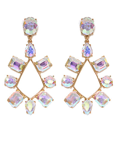 Rhombus Fire Crystal  Drop Earring