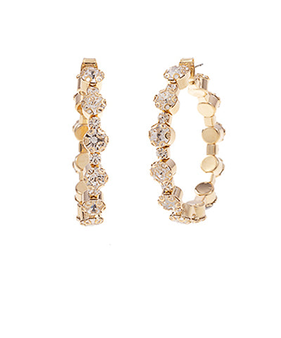 Crystal Stud Hoop Earrings | Multiple Colors