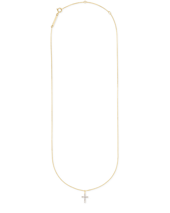 Load image into Gallery viewer, Cross Necklace in White Diamond | 14K Yellow Gold or 14K White Gold
