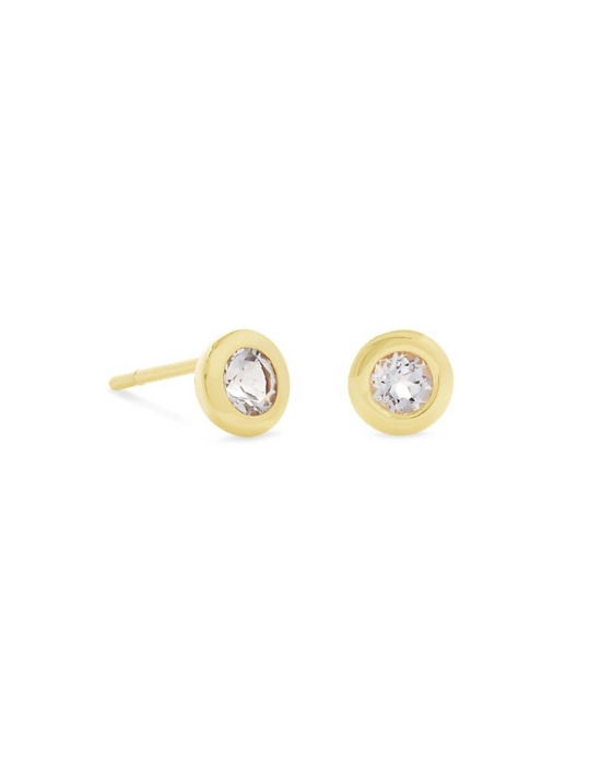 Aliyah Stud Earrings In White Topaz | 18k Gold Vermeil & Sterling Silver