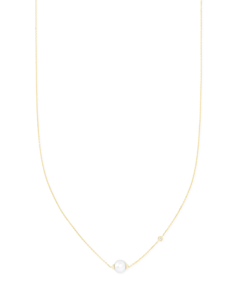 Cathleen 14k Yellow Gold Pendant Necklace In Pearl