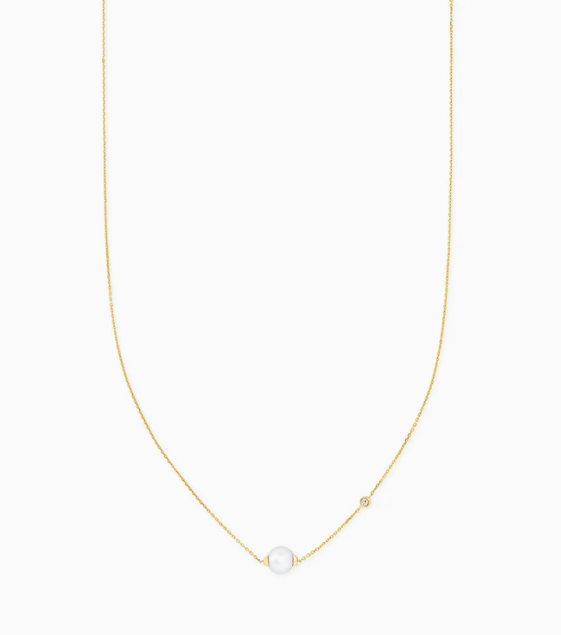 Cathleen 14k Yellow Gold Pendant Necklace In Pearl