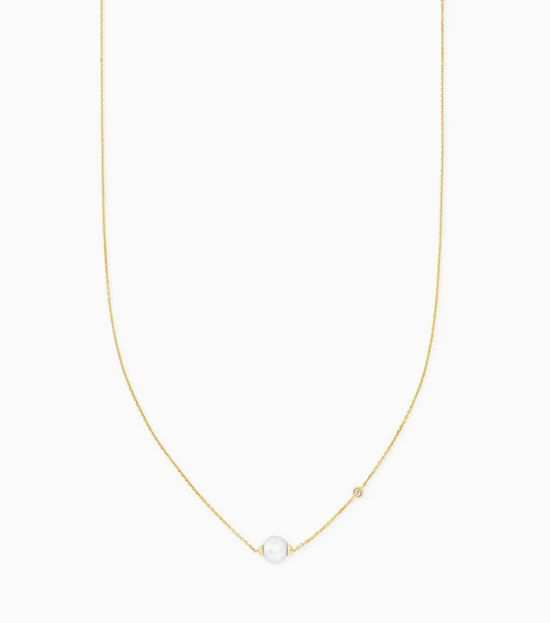 Cathleen 14k Yellow Gold Pendant Necklace In Pearl