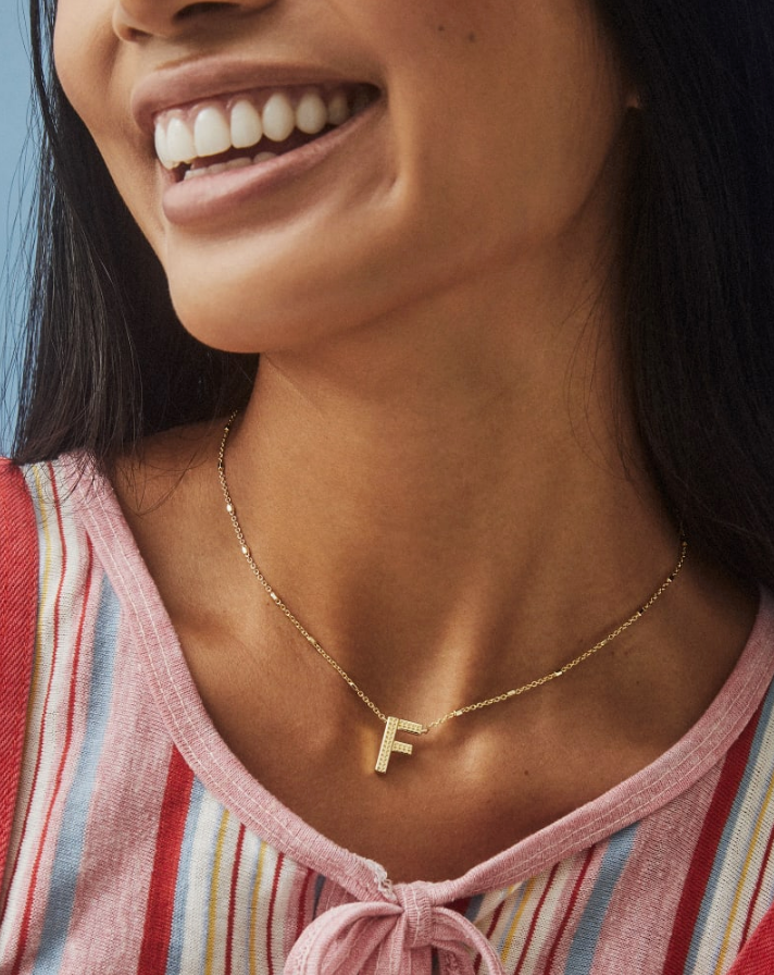 Letter Pendant Necklace in Rhodium