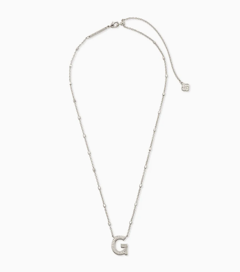 Letter Pendant Necklace in Rhodium
