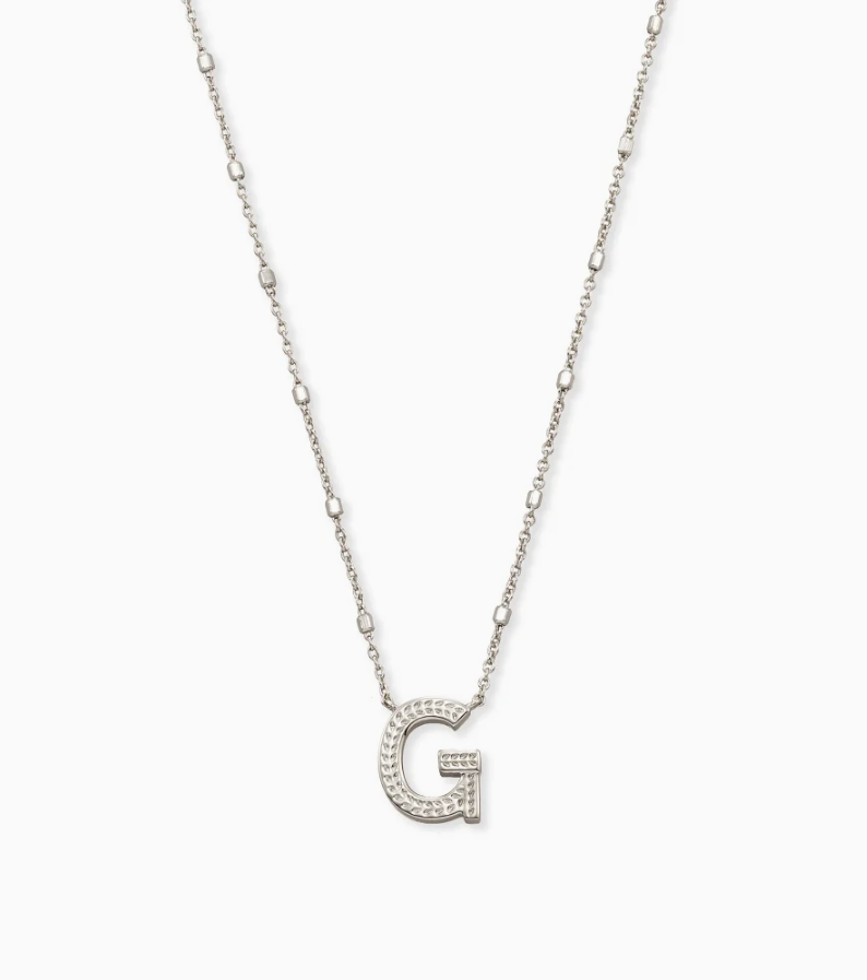 Letter Pendant Necklace in Rhodium