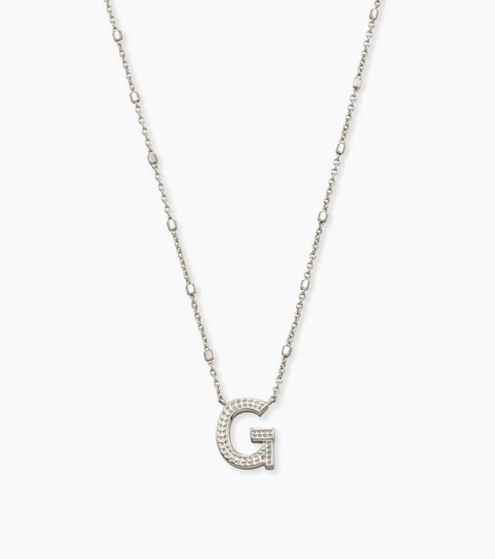 Letter Pendant Necklace in Rhodium