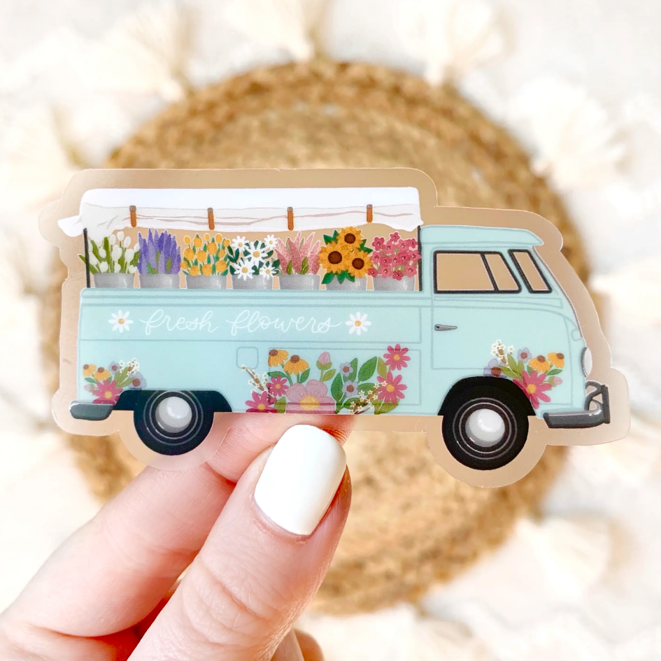 Load image into Gallery viewer, Clear Flower Truck Sticker

