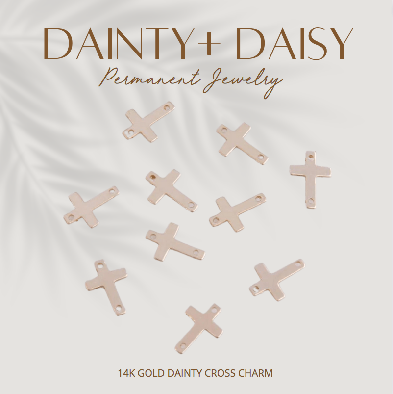 Load image into Gallery viewer, 14K GOLD DIPPED DAINTY CROSS CHARM
