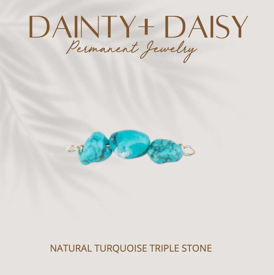 NATURAL TURQUOISE TRIPLE STONE ON GOLD FILLED WIRE