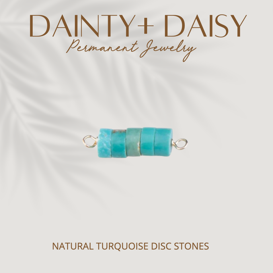 NATURAL TURQUOISE DISC BEADS ON GOLD FILLED WIRE