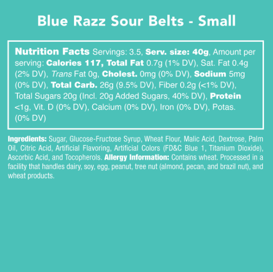 Blue Razz Sour Belts | Candy Club