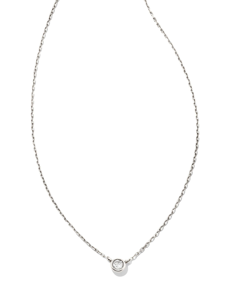 Audrey Necklace in White Diamond | 14k Gold + 14K White Gold