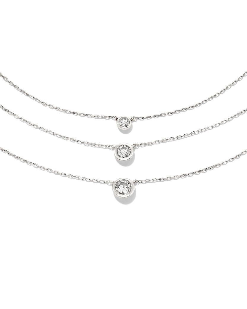 Audrey Necklace in White Diamond | 14k Gold + 14K White Gold