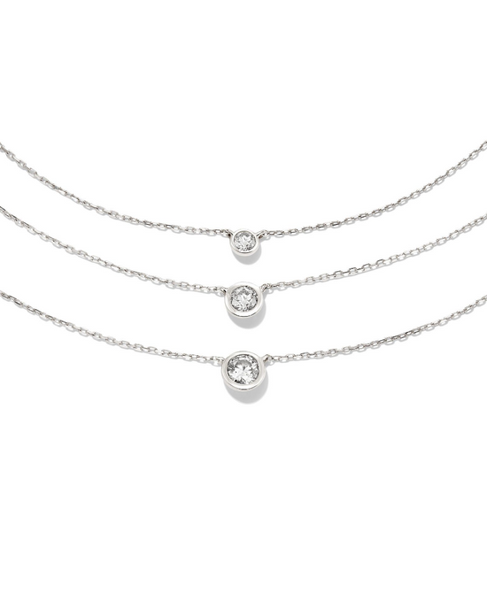 Audrey Necklace in White Diamond | 14k Gold + 14K White Gold