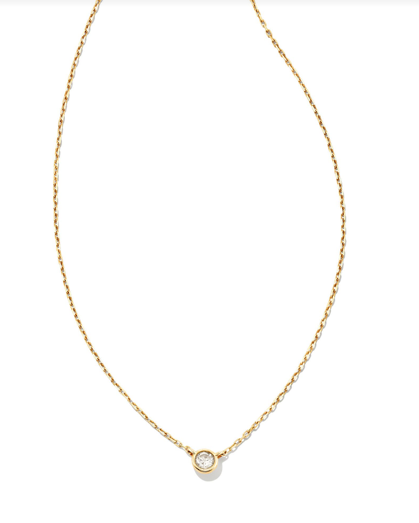 Audrey Necklace in White Diamond | 14k Gold + 14K White Gold