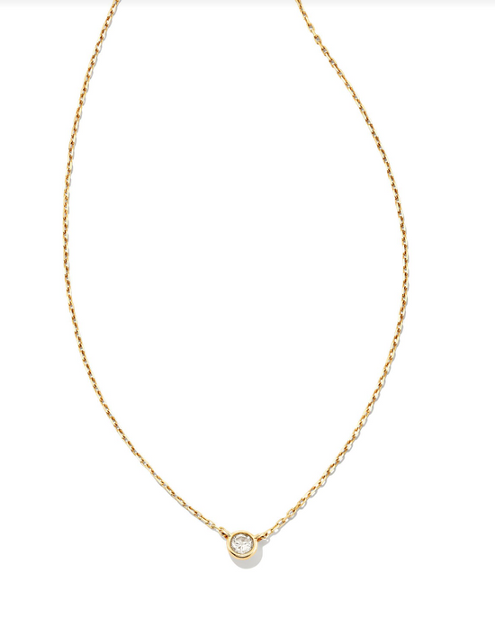 Audrey Necklace in White Diamond | 14k Gold + 14K White Gold
