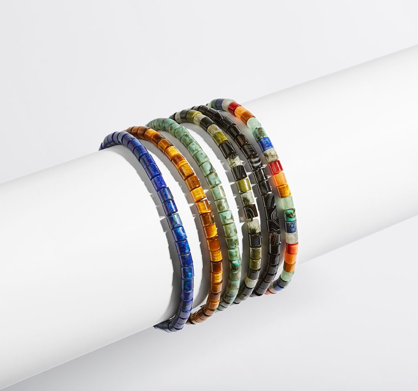 Grey Beaded Bracelet in Rainbow Multi Mix