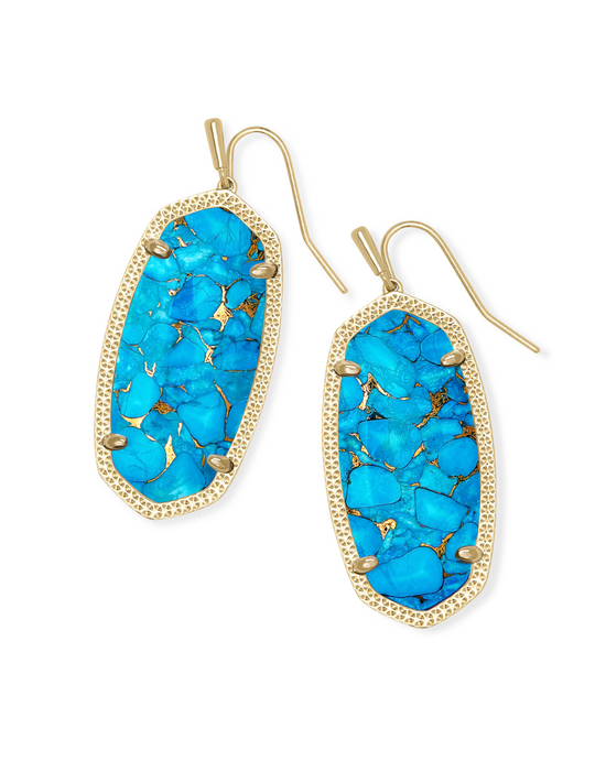 Load image into Gallery viewer, Elle Drop Earrings in Bronze Veined Turquoise
