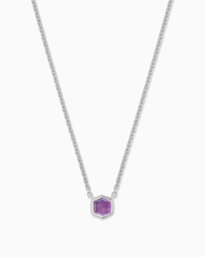 Davie Necklace in Sterling Silver Birthstone | Multiple Colors