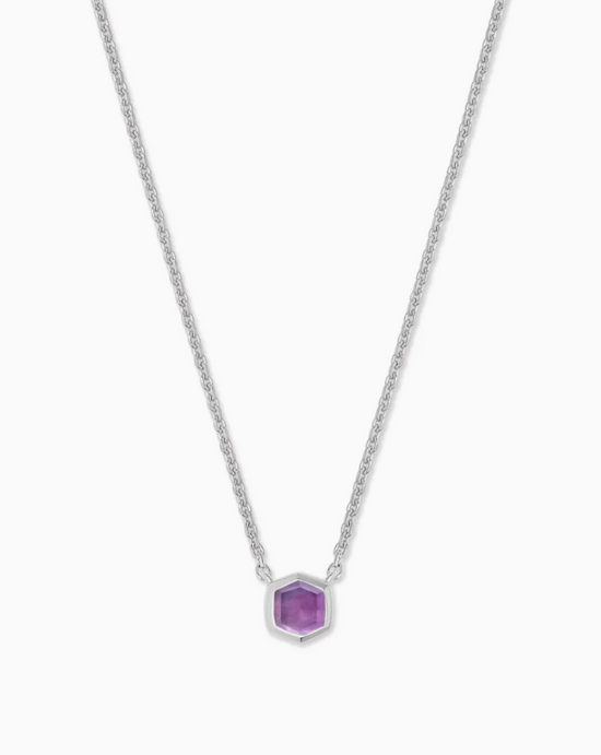 Davie Necklace in Sterling Silver Birthstone | Multiple Colors