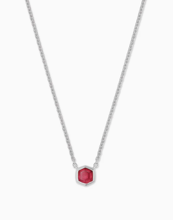 Davie Necklace in Sterling Silver Birthstone | Multiple Colors