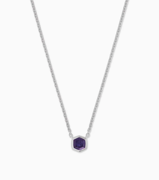 Davie Necklace in Sterling Silver Birthstone | Multiple Colors
